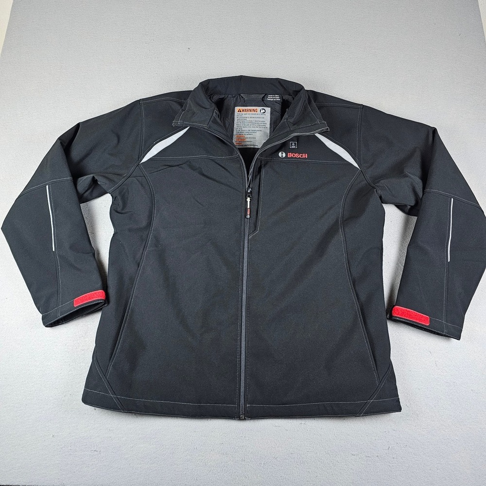 Bosch Max Heated Jacket Mens Medium Black Softshell Full Zip Mock Neck GHJ12V